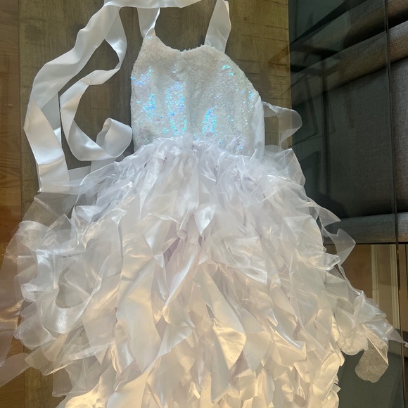 - white sequin tutu layer Dress wedding formal party communion dress
